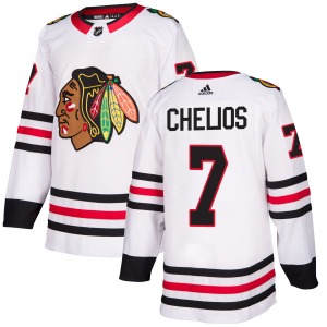 Adult Authentic Chicago Blackhawks Chris Chelios White Official Adidas Jersey