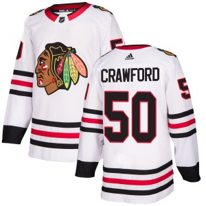 Adult Authentic Chicago Blackhawks Corey Crawford White Official Adidas Jersey