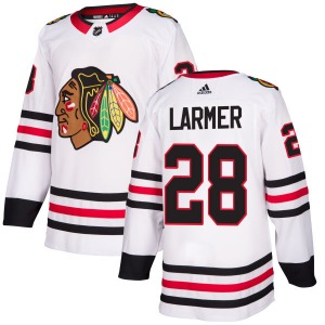 Adult Authentic Chicago Blackhawks Steve Larmer White Official Adidas Jersey