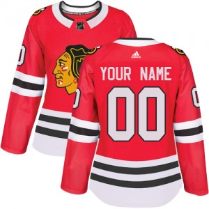 Women's Authentic Chicago Blackhawks Custom Red Home Official Adidas Jersey