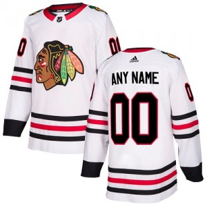 Women's Authentic Chicago Blackhawks Custom White Away Official Adidas Jersey