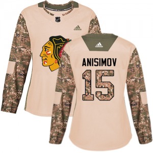 Women's Authentic Chicago Blackhawks Artem Anisimov Camo Veterans Day Practice Official Adidas Jersey