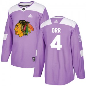 Adult Authentic Chicago Blackhawks Bobby Orr Purple Fights Cancer Practice Official Adidas Jersey