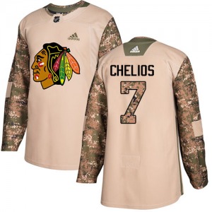 Youth Authentic Chicago Blackhawks Chris Chelios Camo Veterans Day Practice Official Adidas Jersey