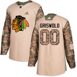 Youth Authentic Chicago Blackhawks Clark Griswold Camo Veterans Day Practice Official Adidas Jersey