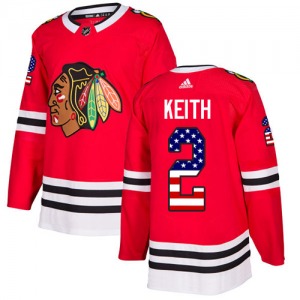 Youth Authentic Chicago Blackhawks Duncan Keith Red USA Flag Fashion Official Adidas Jersey