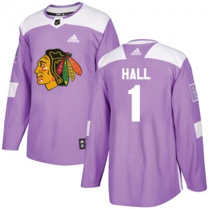 Adult Authentic Chicago Blackhawks Glenn Hall Purple Fights Cancer Practice Official Adidas Jersey