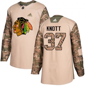 Adult Authentic Chicago Blackhawks Graham Knott Camo Veterans Day Practice Official Adidas Jersey