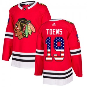 Adult Authentic Chicago Blackhawks Jonathan Toews Red USA Flag Fashion Official Adidas Jersey