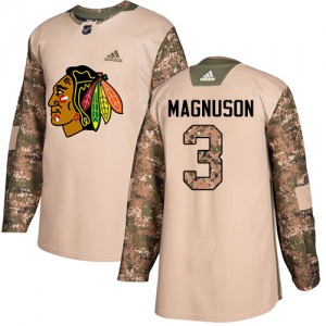 Adult Authentic Chicago Blackhawks Keith Magnuson Camo Veterans Day Practice Official Adidas Jersey