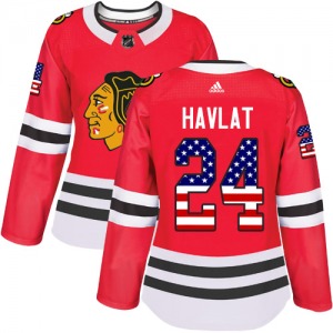 Women's Authentic Chicago Blackhawks Martin Havlat Red USA Flag Fashion Official Adidas Jersey