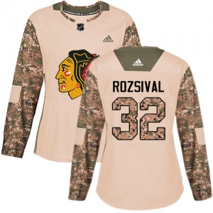 Women's Authentic Chicago Blackhawks Michal Rozsival Camo Veterans Day Practice Official Adidas Jersey