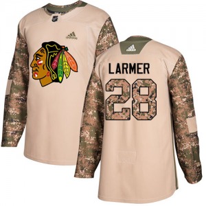 Youth Authentic Chicago Blackhawks Steve Larmer Camo Veterans Day Practice Official Adidas Jersey