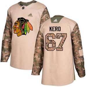 Adult Authentic Chicago Blackhawks Tanner Kero Camo Veterans Day Practice Official Adidas Jersey