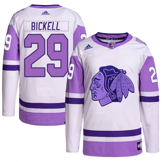 Youth Authentic Chicago Blackhawks Bryan Bickell White/Purple Hockey Fights Cancer Primegreen Official Adidas Jersey