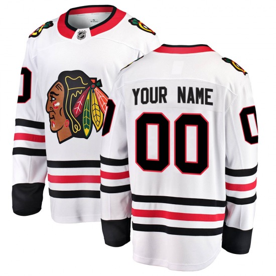 Adult Breakaway Chicago Blackhawks Custom White Custom Away Official Fanatics Branded Jersey