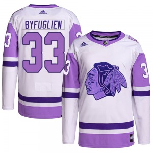 Youth Authentic Chicago Blackhawks Dustin Byfuglien White/Purple Hockey Fights Cancer Primegreen Official Adidas Jersey