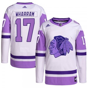 Youth Authentic Chicago Blackhawks Kenny Wharram White/Purple Hockey Fights Cancer Primegreen Official Adidas Jersey