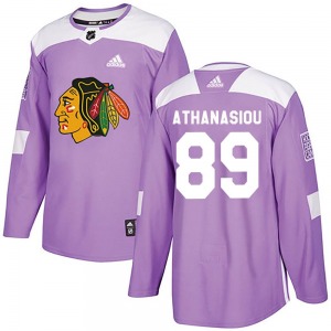 Youth Authentic Chicago Blackhawks Andreas Athanasiou Purple Fights Cancer Practice Official Adidas Jersey