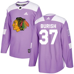 Youth Authentic Chicago Blackhawks Adam Burish Purple Fights Cancer Practice Official Adidas Jersey