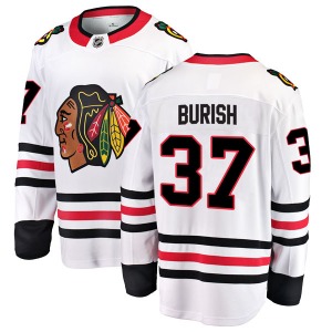 Adult Breakaway Chicago Blackhawks Adam Burish White Away Official Fanatics Branded Jersey