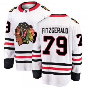 Adult Breakaway Chicago Blackhawks Cavan Fitzgerald White Away Official Fanatics Branded Jersey