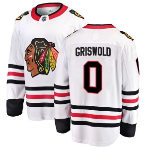 Adult Breakaway Chicago Blackhawks Clark Griswold White Away Official Fanatics Branded Jersey