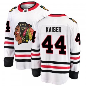 Adult Breakaway Chicago Blackhawks Wyatt Kaiser White Away Official Fanatics Branded Jersey