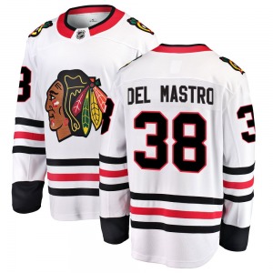 Adult Breakaway Chicago Blackhawks Ethan Del Mastro White Away Official Fanatics Branded Jersey