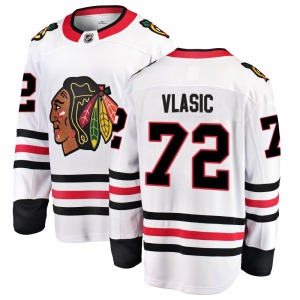 Adult Breakaway Chicago Blackhawks Alex Vlasic White Away Official Fanatics Branded Jersey