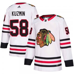 Youth Authentic Chicago Blackhawks Dmitry Kuzmin White Away Official Adidas Jersey