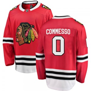 Youth Breakaway Chicago Blackhawks Drew Commesso Red Home Official Fanatics Branded Jersey
