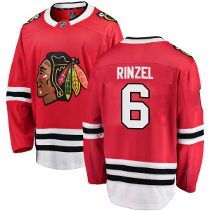 Youth Breakaway Chicago Blackhawks Sam Rinzel Red Home Official Fanatics Branded Jersey