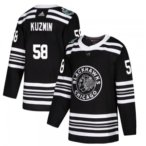 Adult Authentic Chicago Blackhawks Dmitry Kuzmin Black 2019 Winter Classic Official Adidas Jersey