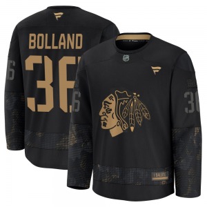 Youth Premium Chicago Blackhawks Dave Bolland Black 2024 Military Appreciation Practice Official Fanatics Jersey