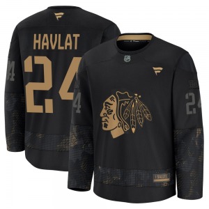 Youth Premium Chicago Blackhawks Martin Havlat Black 2024 Military Appreciation Practice Official Fanatics Jersey