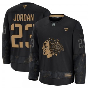 Youth Premium Chicago Blackhawks Michael Jordan Black 2024 Military Appreciation Practice Official Fanatics Jersey