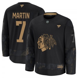 Youth Premium Chicago Blackhawks Pit Martin Black 2024 Military Appreciation Practice Official Fanatics Jersey