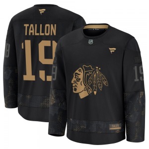 Youth Premium Chicago Blackhawks Dale Tallon Black 2024 Military Appreciation Practice Official Fanatics Jersey
