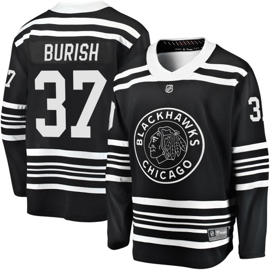 Adult Premier Chicago Blackhawks Adam Burish Black Breakaway Alternate 2019/20 Official Fanatics Branded Jersey