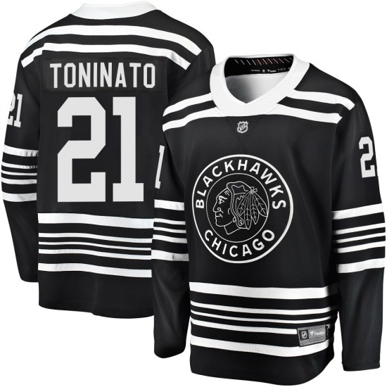 Adult Premier Chicago Blackhawks Dominic Toninato Black Breakaway Alternate 2019/20 Official Fanatics Branded Jersey