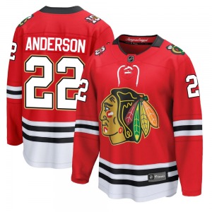 Youth Breakaway Chicago Blackhawks Joey Anderson Red Centennial Official Fanatics Jersey
