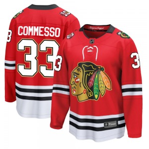 Youth Breakaway Chicago Blackhawks Drew Commesso Red Centennial Official Fanatics Jersey