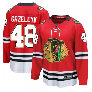 Youth Breakaway Chicago Blackhawks Matt Grzelcyk Red Centennial Official Fanatics Jersey