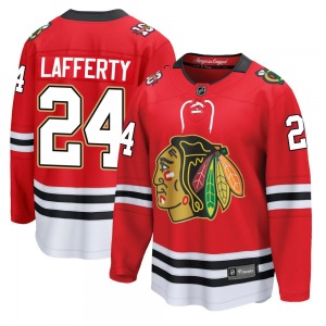 Youth Breakaway Chicago Blackhawks Sam Lafferty Red Centennial Official Fanatics Jersey