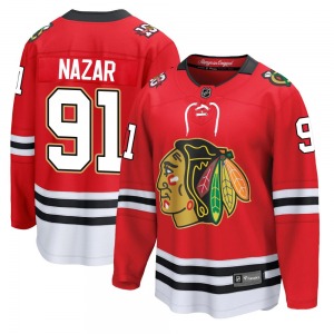 Youth Breakaway Chicago Blackhawks Frank Nazar Red Centennial Official Fanatics Jersey