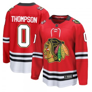 Youth Breakaway Chicago Blackhawks Aidan Thompson Red Centennial Official Fanatics Jersey