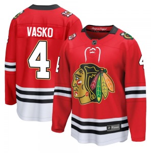 Youth Breakaway Chicago Blackhawks Elmer Vasko Red Centennial Official Fanatics Jersey