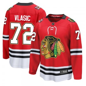 Youth Breakaway Chicago Blackhawks Alex Vlasic Red Centennial Official Fanatics Jersey