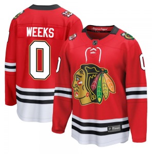 Youth Breakaway Chicago Blackhawks Mitchell Weeks Red Centennial Official Fanatics Jersey